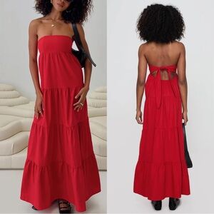 PRINCESS POLLY KAZIA MAXI DRESS RED (NWT)